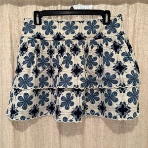 Aguabendita x Target Floral Tiered Skirt in Blue and White